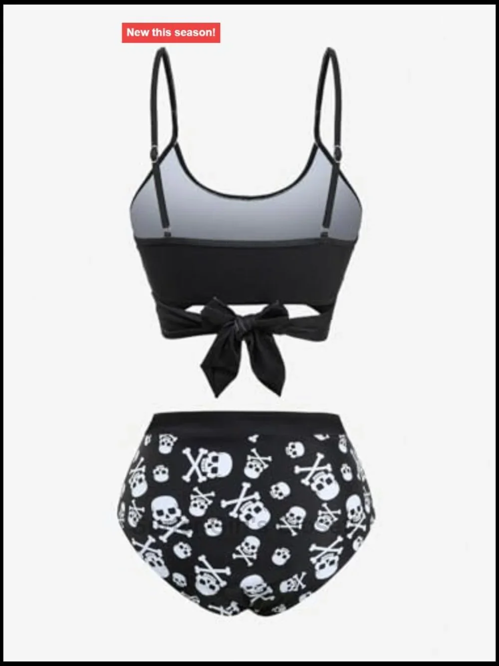 High Waisted Gothic Skull Print Bikini Set with Tummy Control